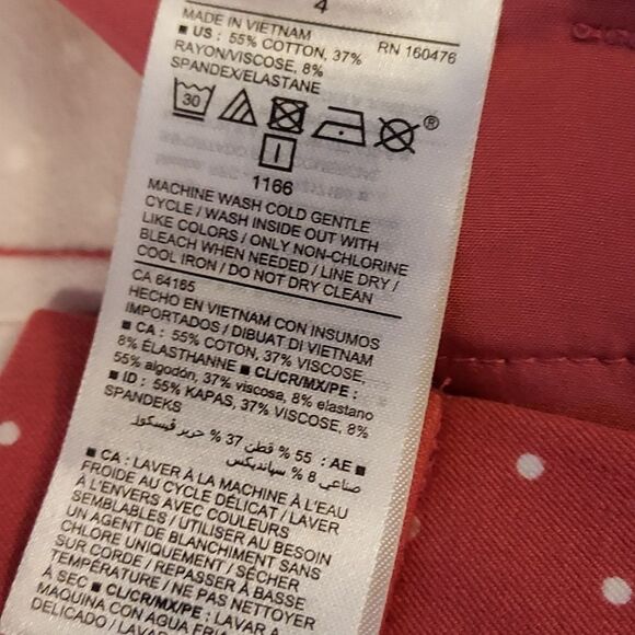 Old Navy pixie high rise pants orange and white polka dot size 4 - Picture 6 of 8